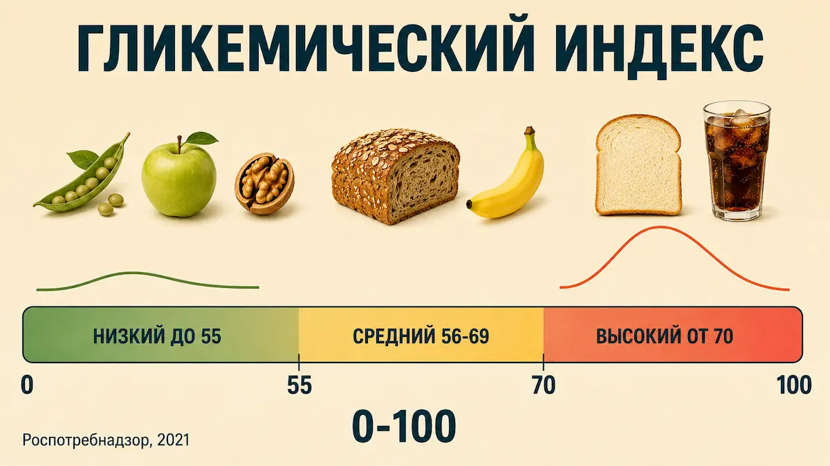 Гликемический индекс: низкий, средний, высокий гликемический индекс продуктов: шкала от 0 до 100 в виде светофора
