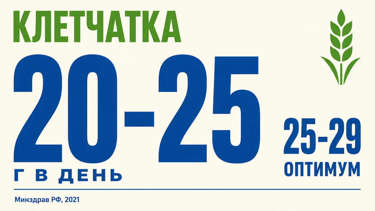 норма клетчатки в день: 20-25 грамм для взрослого