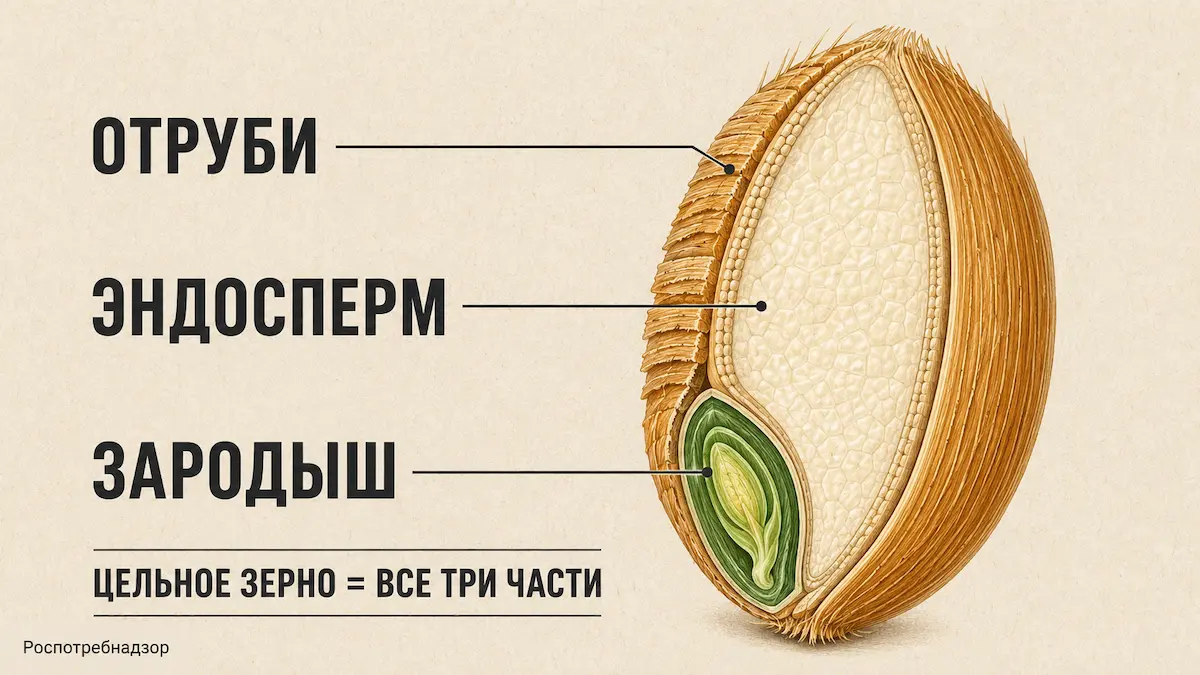 Цельнозерновые продукты: строение зерна — отруби, зародыш, эндосперм