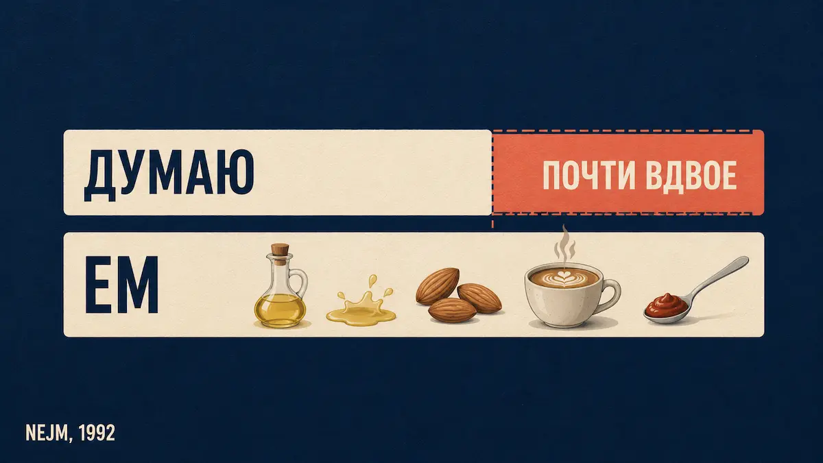Недооценка калорий на диете: сколько человек думает и сколько ест на самом деле