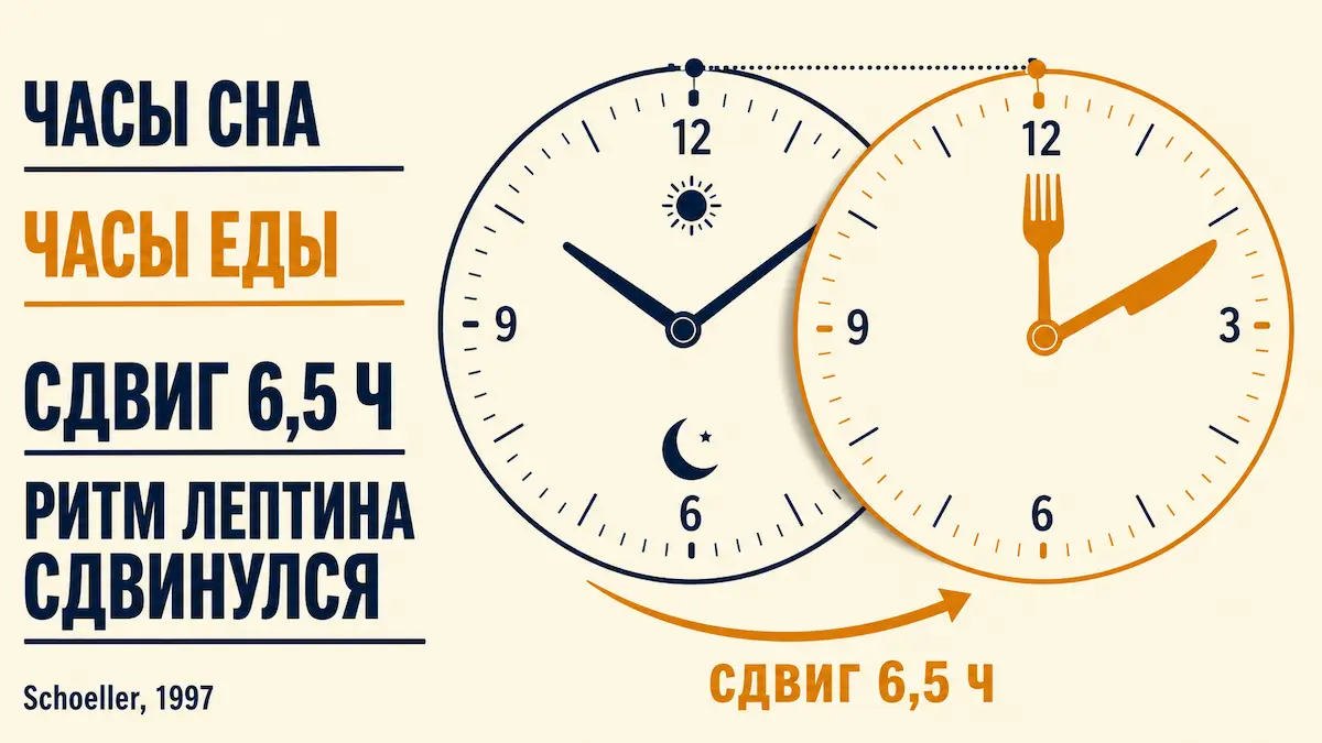 голодание и лептин: суточный ритм гормона задаётся расписанием еды