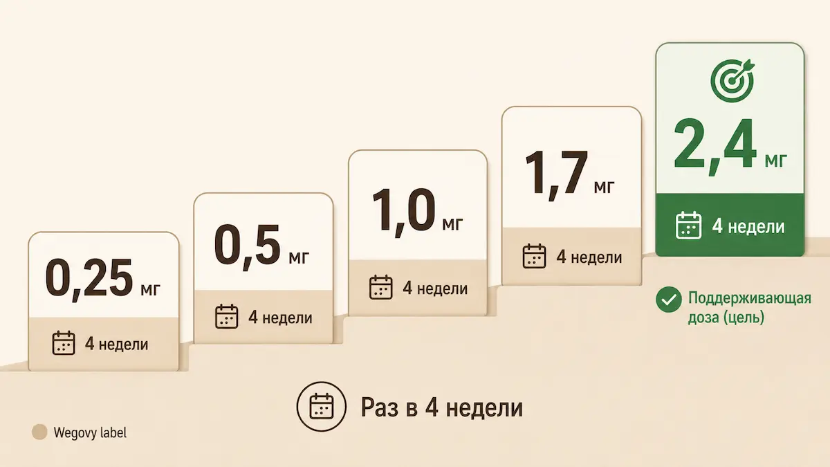 как принимать семаглутид: схема титрования дозы по неделям