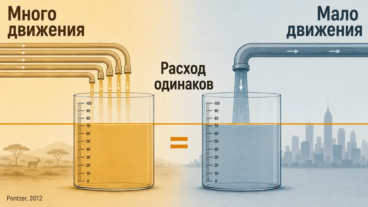 ограниченный суточный расход энергии: сравнение охотников-собирателей и городских жителей