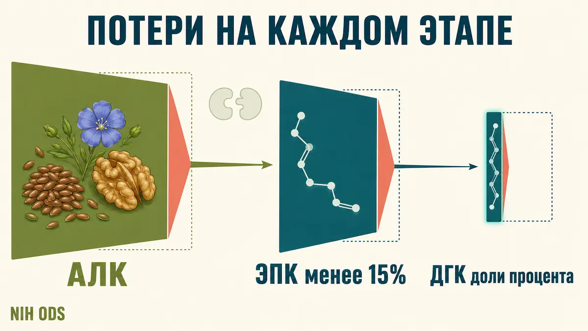 конверсия АЛК в ЭПК и ДГК: потери на каждом этапе