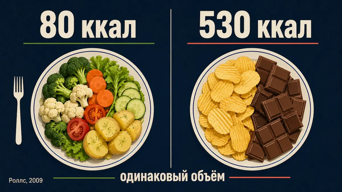 калорийная плотность продуктов: от каких продуктов толстеют при одинаковом объёме порции