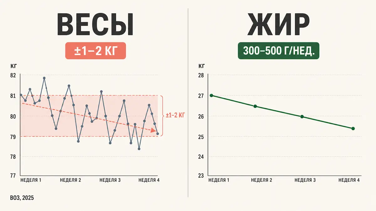 дефицит калорий: почему не уходит вес на весах, хотя жир снижается