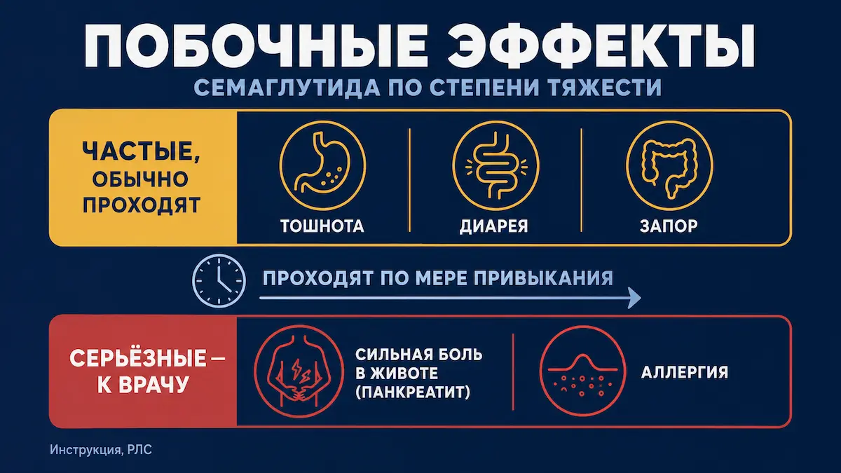побочные эффекты семавика: частые и серьёзные, когда к врачу