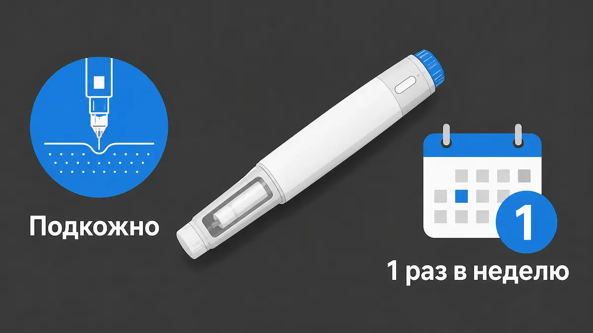 тирзепатид: подкожная инъекция один раз в неделю
