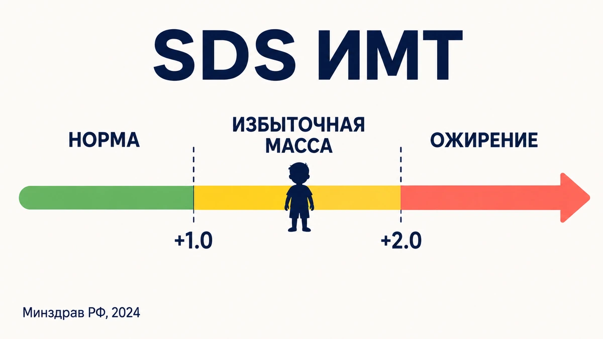 шкала SDS ИМТ для детей с ожирением: норма, избыточная масса тела, степени ожирения