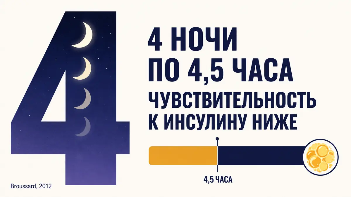 эксперимент: четыре ночи по 4,5 часа сна снизили чувствительность к инсулину