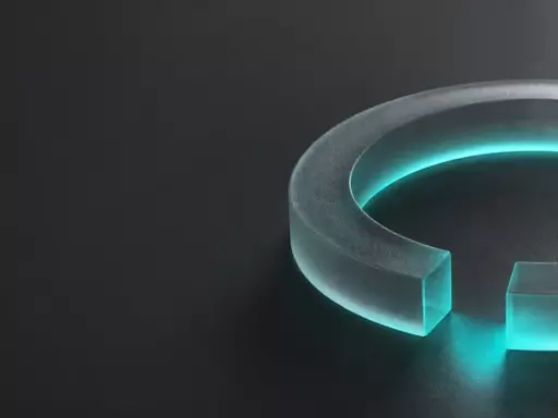 Teal-glowing circular ring with a gap, resting on a dark surface.