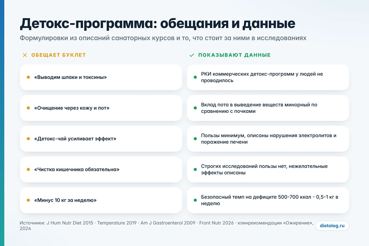 Детокс-санатории: что обещает буклет программы и что подтверждено исследованиями