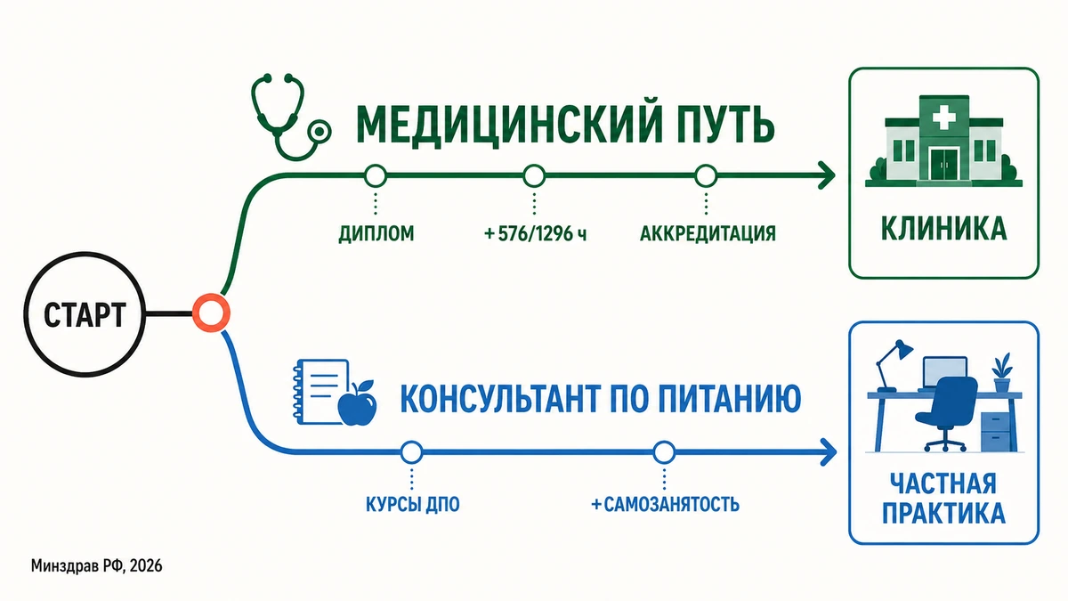 Как стать нутрициологом — схема двух путей: через медицинское образование и как консультант по питанию